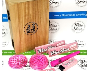 Estuche rosa para liar: papeles, boquillas y accesorios