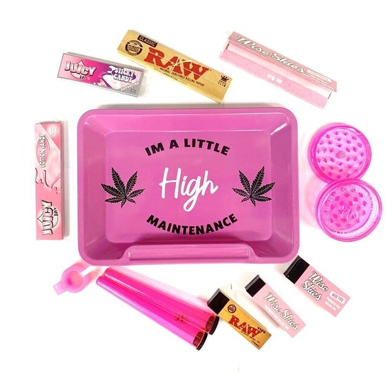 Little High Maintenance' Pink Rolling Tray Set - Wise Skies