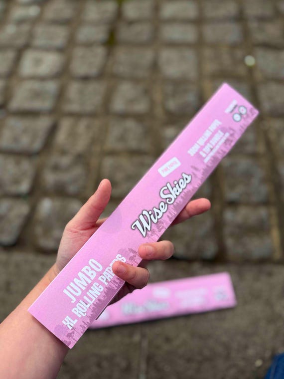 Jumbo XL Pink Rolling Papers & Rolling Tips King Size Slim 30cm Wise Skies 