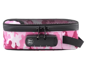 Pink Camo Smell Proof Bag: Carbon Lined Lockable Storage Case
