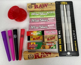 Cadeauset vloeipapier: RAW-papier, kegels, grinder en doosjes
