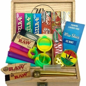 Jumbo Wooden Rolling Box Set Stash Box Doob Tube Set Rolling Paper Package