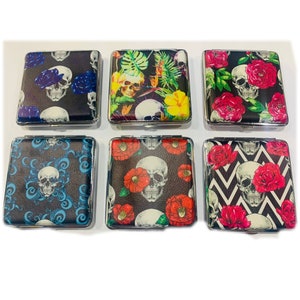Assorted Skull Design Cigarette case Holder 20pcs Capacity Funky Cool Vibrant