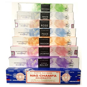 8 Pack of Mix Incense Sticks Christmas Gift Deluxe Brand Made in India Vegan Stocking Fillers Dhoop