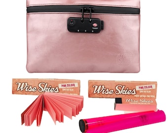Bolsa rosa a prueba de olores con cerradura TSA: Wise Skies Papers & Holders
