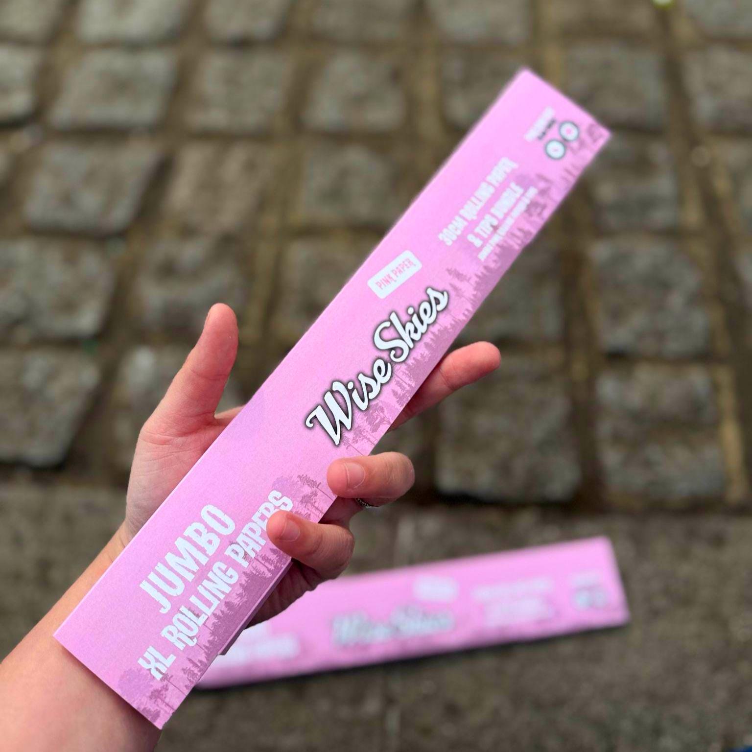 Jumbo XL Pink Rolling Papers & Rolling Tips King Size Slim 30cm Wise Skies