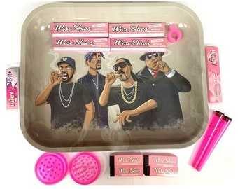 Rappers Rolling Tray Set Papiers à rouler roses Pink Tips Large Bundle Package