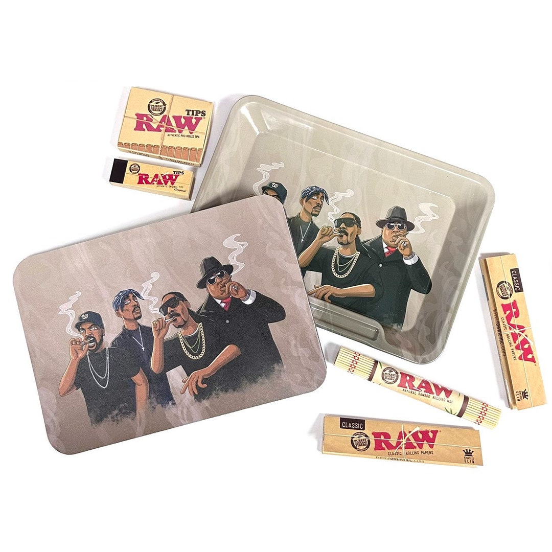 Rappers New Small Rolling Tray Set Cover Lid RAW Rolling Papers Tips