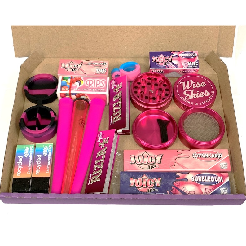 Pink Smoking Set Rolling Papers / Juicy Jay Rolling Papers, Plastic Doob Tubes, Rizla Rolling Papers image 3