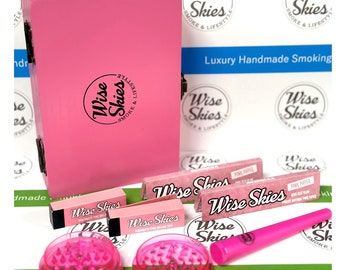 Estuche rosa para liar: papeles, boquillas y accesorios