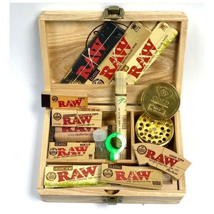 Houten rolboxset: RAW-papier, goud en handgemaakt op rol