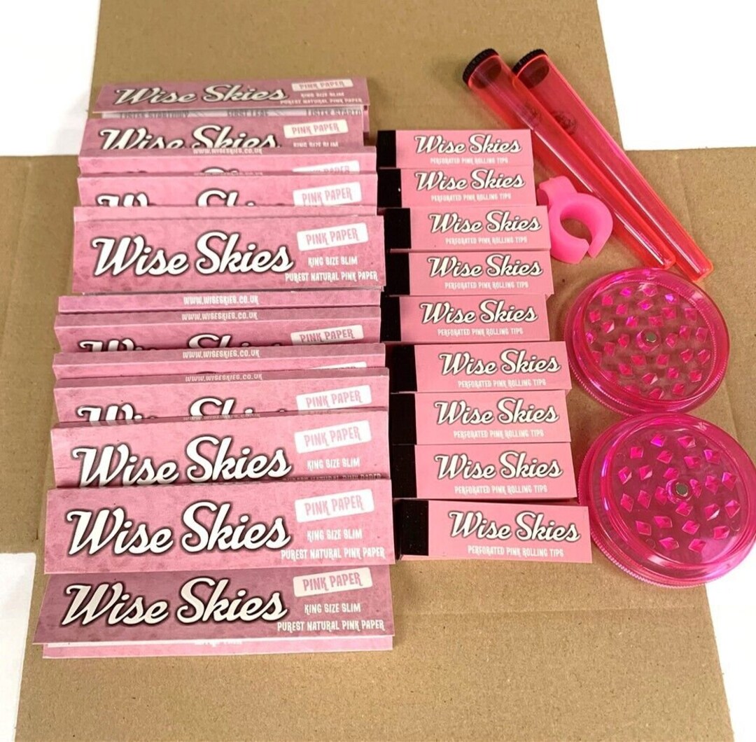 HUGE Pink Rolling Paper Smoking Set Pink Rolling Tips King Size Slim