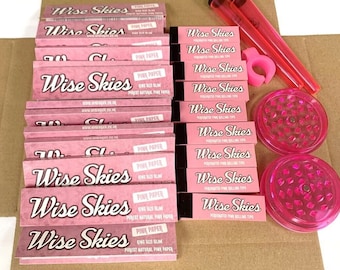 Juego de papel de liar rosa: tamaño king slim, boquillas y tubos