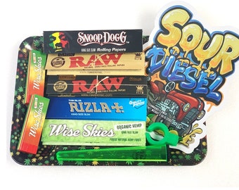 Sour Diesel Rolling Tray Set: King Size Papers, Smell Proof Bag