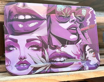 Purple Buzz Rolling Tray: Comic Book Style, Double Sided Design