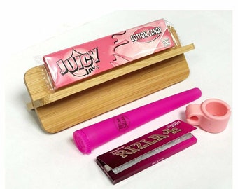 Rolling Paper Gift Set: Bamboo Cradle, Pink Tube, Rizla & Juicy Jay Papers
