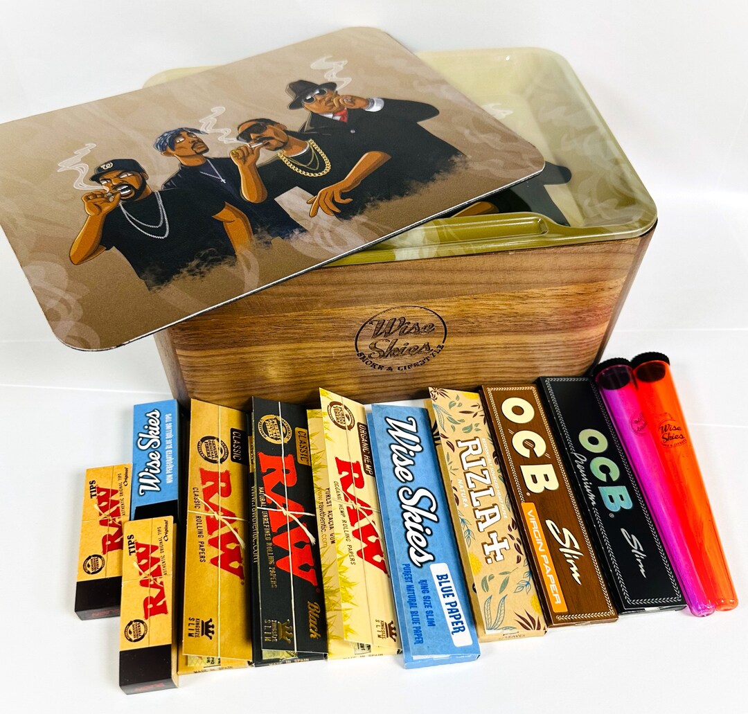 Rappers Rolling Box Set Raw Rolling Papers Wooden Stashbox Etsy