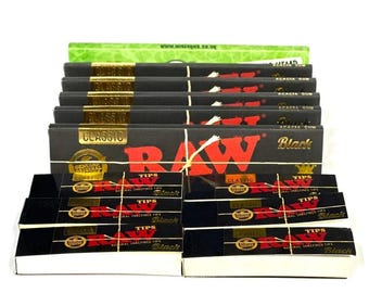 RAW Black & Wise Skies Organic Paper and Tips Bundle | King Size Slim Papers Set | Accessories Gift Pack