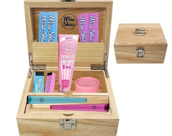 Caja con ruedas Ashwood: minicaja de almacenamiento con papeles rosas y azules