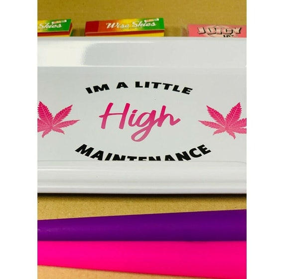 Pink Rolling Papers Smoking Tray Set Im a Little High Maintenance Tray Tips  
