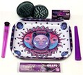 Moon and Sun Purple Rolling Tray Set Plastic Grinder Juicy Jay Rolls Doob Tube