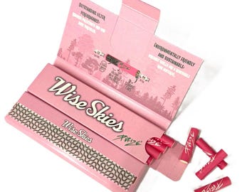 Wise Skies Pink Roll Papers with Purize Carbon Filter Tips
