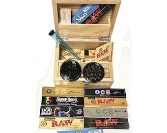 Caja de madera para guardar cigarrillos: minicaja para liar, papeles y molinillo