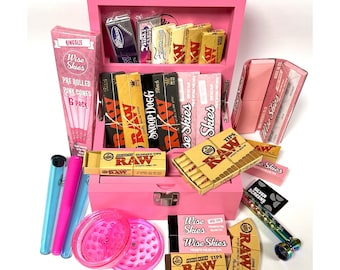 Caja de madera rosa con rollos: papeles, consejos y más