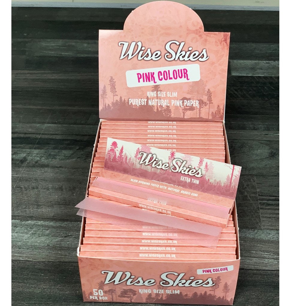 Wise Skies Pink Rolling Papers and Pink Rolling Tips Vegan GMO Etsy UK