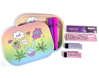 Cute Rolling Tray & Cover Set Doob Tube Rolling Paper Accessories Lid Gift