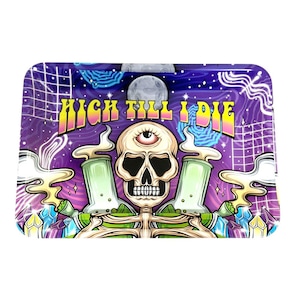 Till I Die New Small Rolling Tray Funky Retro Design Rolling Accessories Holder Stile anni '80