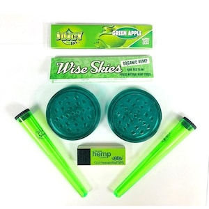 Grünes Rollpapier Set Saftige Jay Papiere Doob Tubes Crusher Raucher Set
