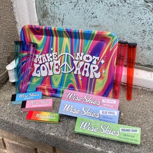 Make Love Not War Rolling Tray Set Regenbogen Rolling Papers Pink Rolling Papers
