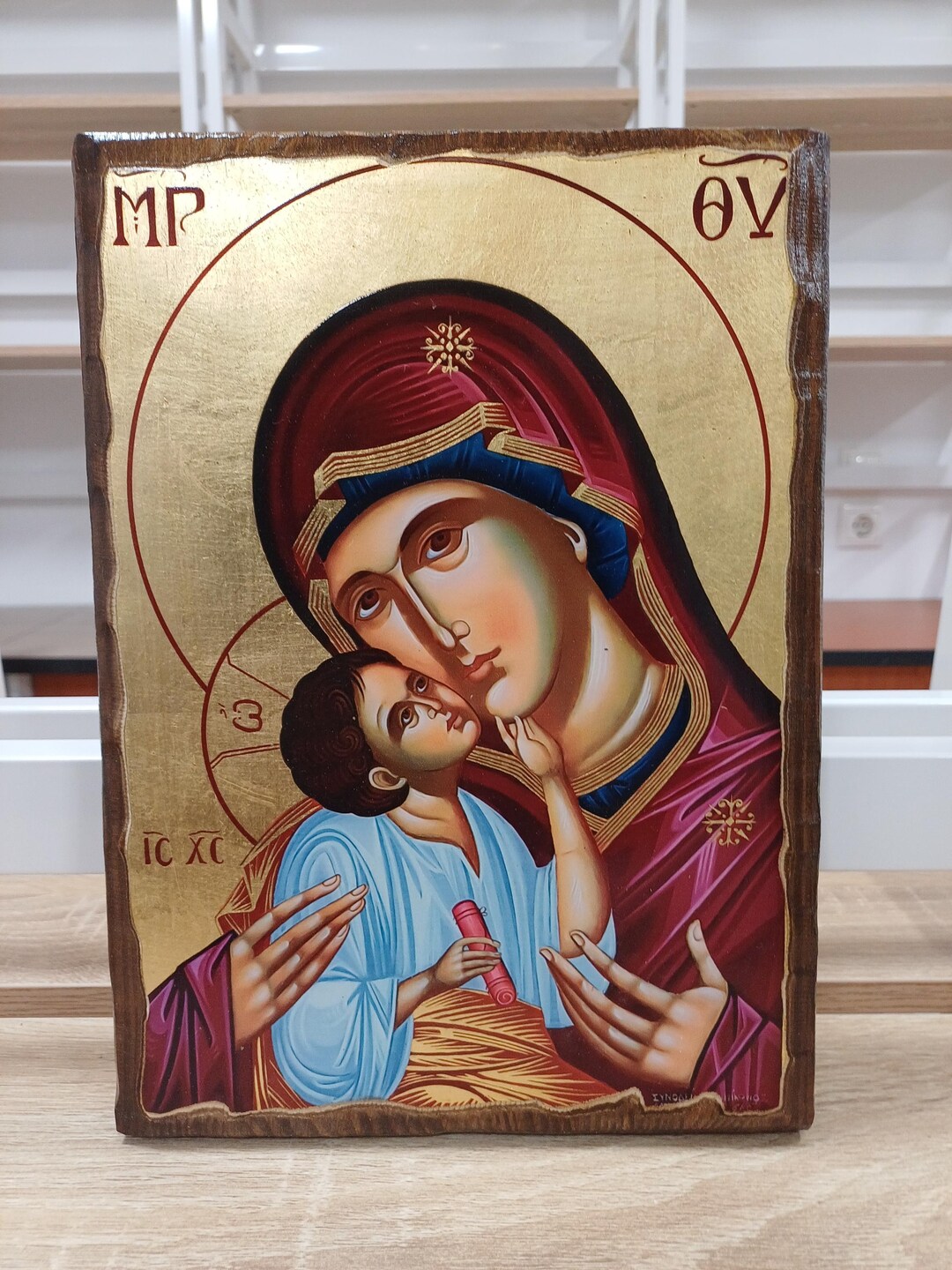 Icon of the Virgin Mary & Christ – “glykofilousa / Sweet Kiss ...