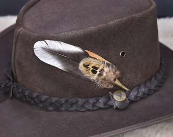 Handmade Feder Hutnadel | Western | Wald | Außenbereich | Trilbie | Land | Vogel Gefieder | Fasan | Hühner | Boho