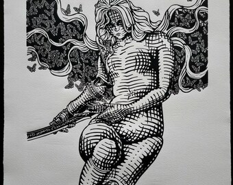 GODDESS OF ROT - Elden Ring - handmade linoprint