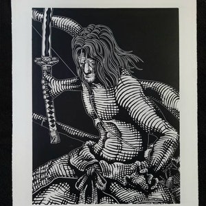 GENICHIRO, WAY of TOMOE - Sekiro - handmade linoprint