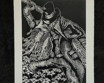 GEHRMAN - Bloodborne - handmade linoprint