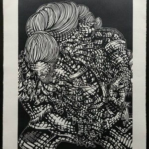 OWL - Sekiro - handmade linoprint
