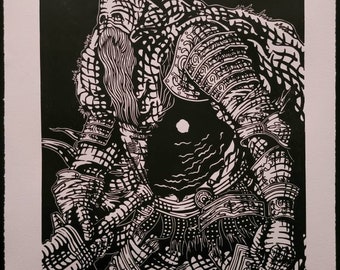 GAEL - Dark Souls 3 - handmade linoprint