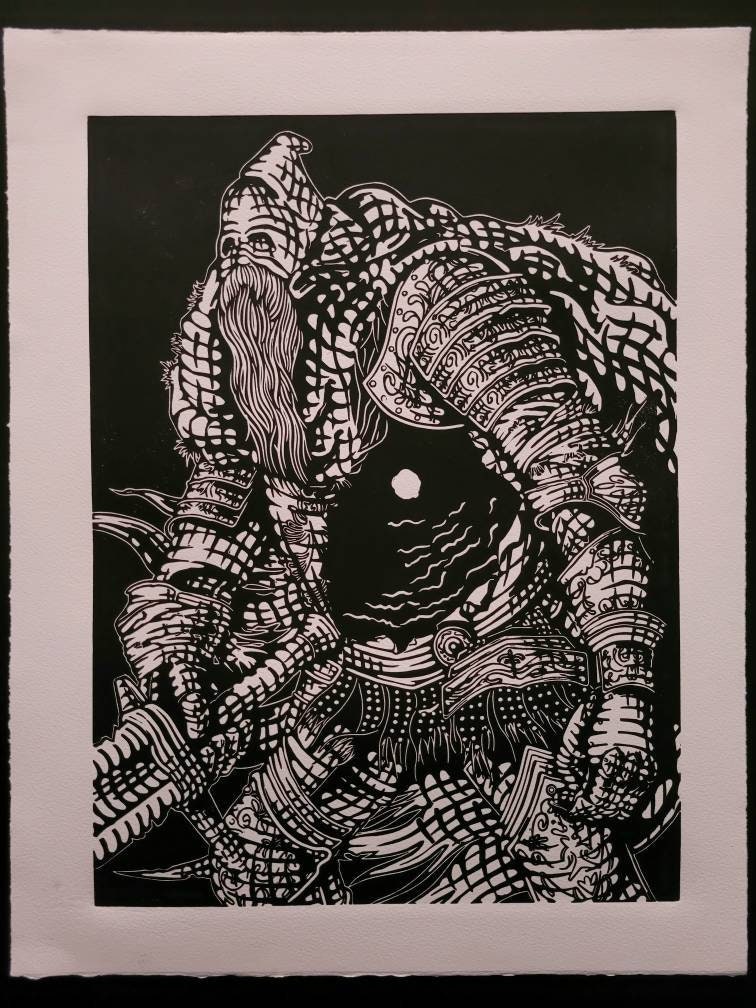 GAEL - Dark Souls 3 - handmade linoprint