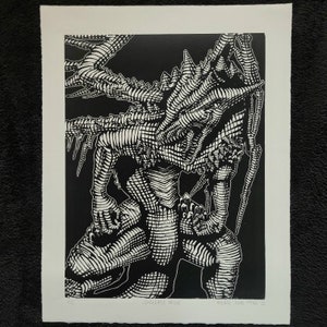 DARKEATER Midir - Dark Souls 3 - handgefertigter Linoldruck