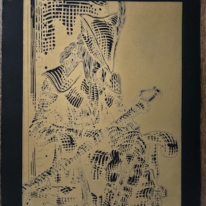 LADY MARIA - Golden Edition - handmade linoprint