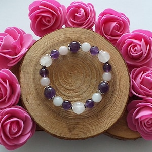 Bracelet en perles Améthyste et Quartz rose