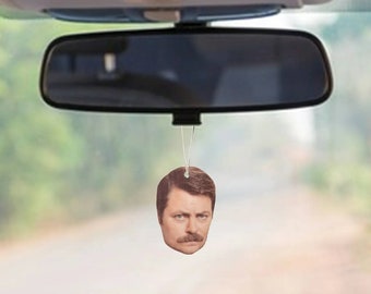 Ron Swanson Car Air Freshener, Actor Air Freshener, Nick Offerman Air Freshener, Novelty Air Freshener, Air Freshener Gift Present