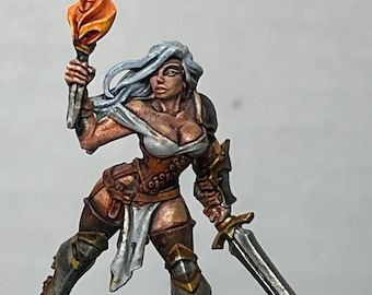 Human Female Fighter DND, Resin 28mm Scale Dungeons & Dragons, Pathfinder Tabletop Miniature
