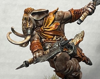 Loxodon Fighter/Barbarian DND, resin 28mm Scale Dungeons & Dragons, Pathfinder Tabletop Miniature