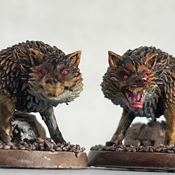 Wolf X2 DND hars, 28 mm schaal Dungeons & Dragons, Pathfinder tafelblad miniatuur