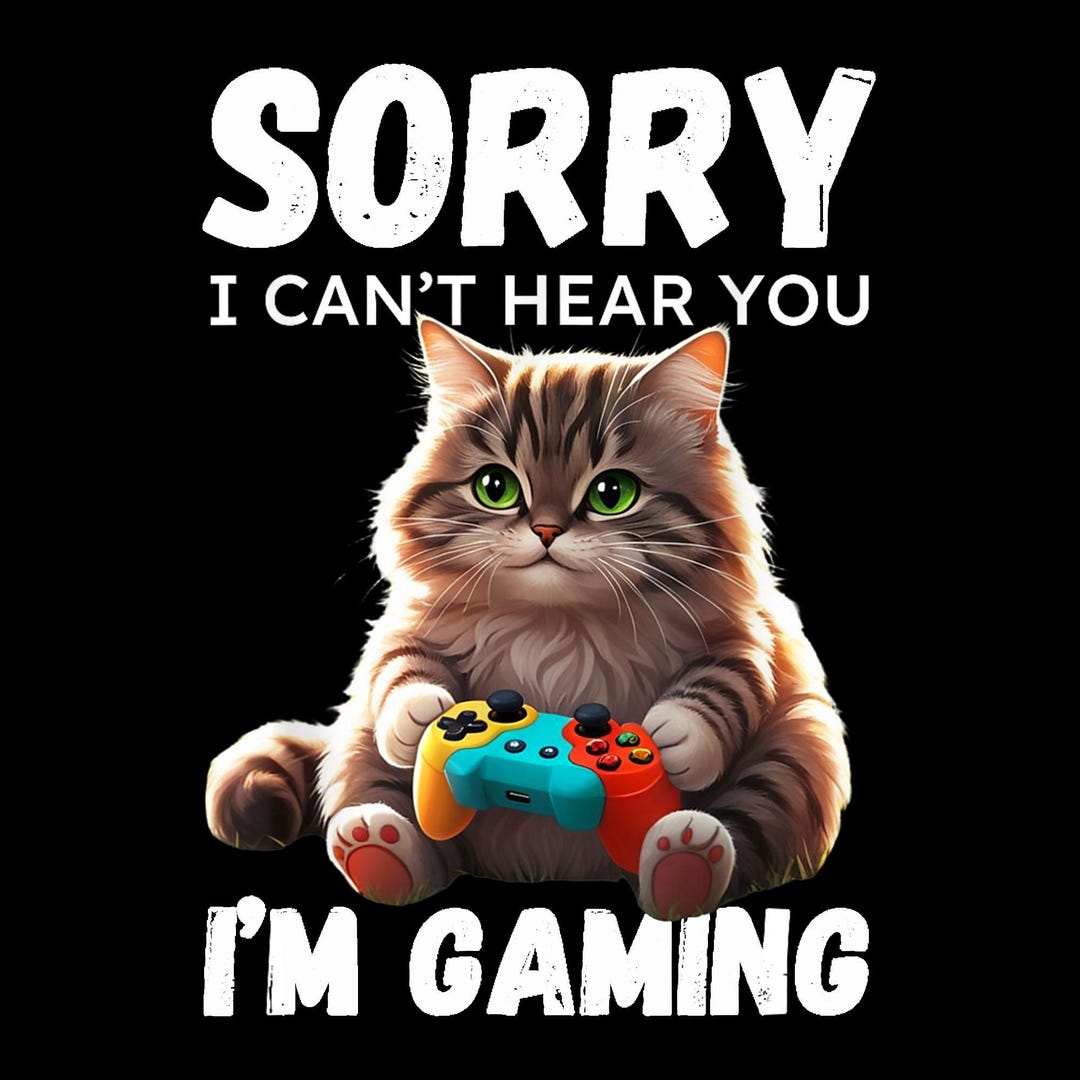 Kawaii Gamer Cat Gamer for Girls and Boys Png, Digital Download, File ...