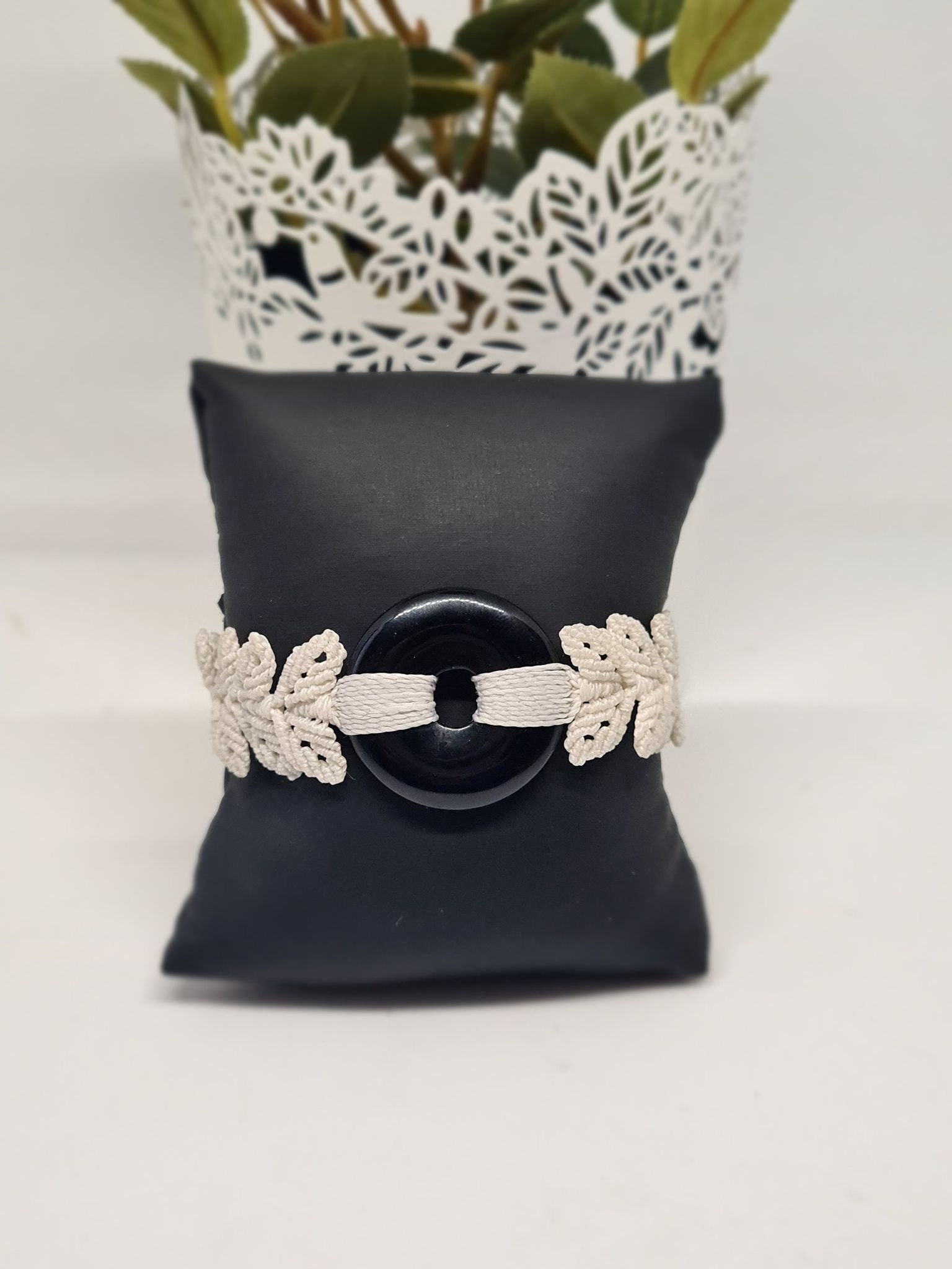 Bracelet Feuille Obsidienne Noire